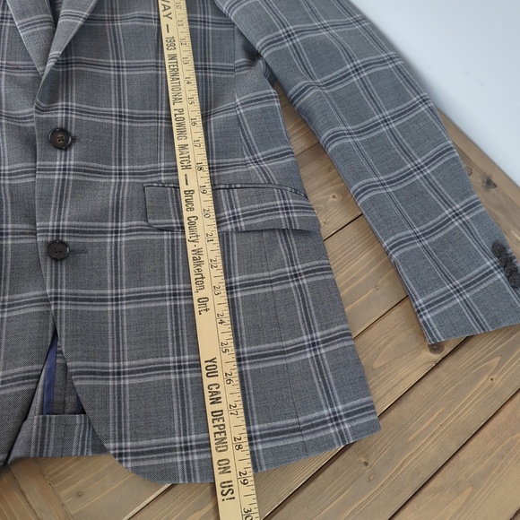 Ted Baker Grey Plaid 100% Wool Blazer - Picture 10 of 14